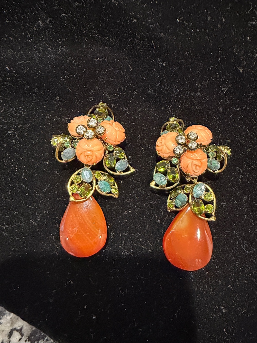 Authentic C&D Jewelry vintage multi-stone drop earrings